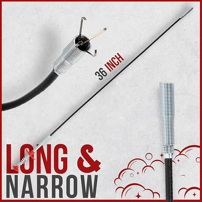 36" Snake Drain Clog Remover - Used as Hair Clog Remover for Sink, Shower, and Bathtub - Dryer Vent Cleaner, and as a Flexible Grabber Tool for Hard to Reach Places - By RAM-PRO