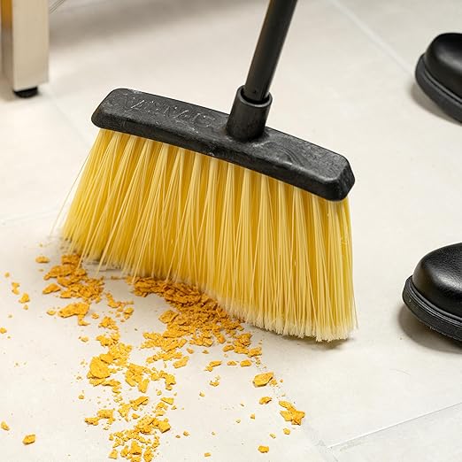 SPARTA Duo-Sweep Unflagged Angle Broom with Stiff Bristles and Angled Head, Heavy Duty Broom for Sweeping on Rough Surfaces, 48" Metal Handle, 1 Count, Natural