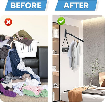 Mooche Swing Clothes Hanger Rack, Garment Racks Folding Clothes Bar Wall Mounted, 180°Rotation Laundry Drying Rack 304 Stainless Steel Space Saving for Laundry Room Bedroom Balcony, 11.93" Long