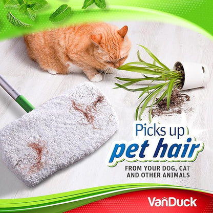 VanDuck Reusable 100% Cotton Mop Pads Compatible with Swiffer Sweeper (2-Pack), Terry Cloth Mop Covers Washable for Wet Mopping and Floor Cleaning (Handle is Not Included)