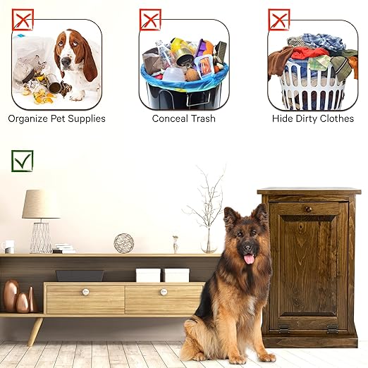 Peaceful Classics Tilt Out Trash Cabinet - Wooden Pull Out Cabinet, Decorative Trash Bin for Kitchen, Bedroom, & Home Patio, Tilt Out Laundry Hamper - Special Walnut