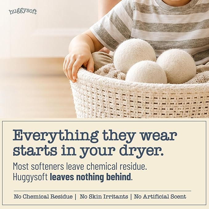 Wool Dryer Balls - 6 Pack - 100% New Zealand Wool Natural Fabric Softener – Reusable, Chemical Free, Reduces Drying Time
