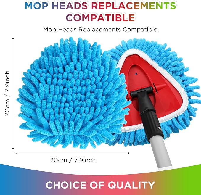 Baderke 6 Pack Chenille Mop Heads Replacements Compatible with 1 Tank System Chenille Duster Replacement Heads Microfiber Spin Mop Refill Pads Reusable Dust Refills for Floor Cleaning (Multicolor)
