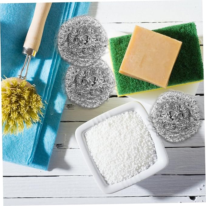 4Pcs Stainless Steel Scourers Heavy Duty Kitchen Cleaning Balls for Effortless Dish and Pot Scrubbing Silver Scrubbers for Household Use