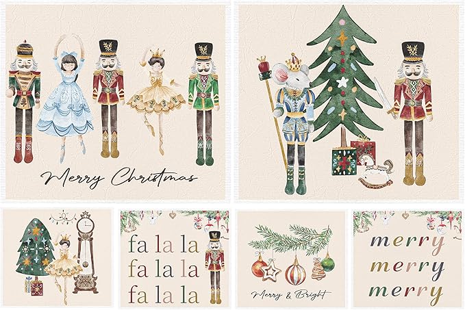 Nutcracker Christmas Swedish Dish Cloths - 6PCS Christmas Swedish Dishcloths for Kitchen, Fairy Themed Washing Reusable Dishes Towels, Xmas Washable Cleaning Sponge for Cleaning Fast Drying