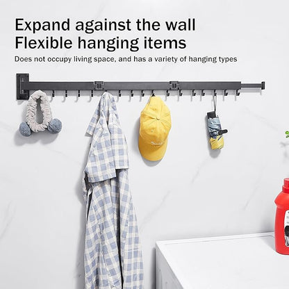 ZdwCyl Clothes Drying Rack,Laundry Drying Rack Wall Mount, Space Saver Clothes Rack,Retractable,Collapsible(Tri-Fold), for Balcony,Laundry,Bathroom, Dark Grey Color,3z-g02