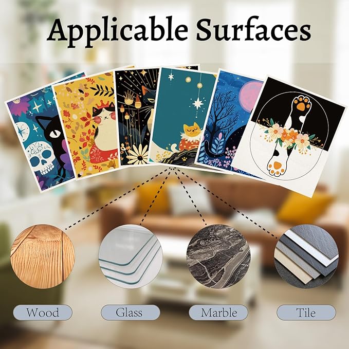 CREATCABIN 6Pcs Swedish Dishcloths for Kitchen Reusable Swedish Dish Towels Absorbent Swedish Dish Rags Washable Sponge Cleaning Cloths Quickly Drying Kitchen Dish Cloths Black Cat 7.6 x 6.7 Inch