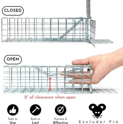 Excluder One Way Squirrel and Rodent Trap - Control Mice, Rats, Bats, Squirrels and More - Fine Copper Mesh Wool Included To Seal Hole- Better than Steel Wool - Good for Attic Door (3 x 3 Opening)