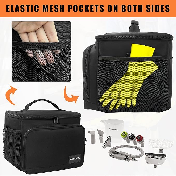 Carry Bag Compatible with Bissell SteamShot Hard Surface Steam Cleaner 39N7V/39N7A, Adjustable Compartments Steam Cleaner Storage Bag Fits for Phueut Pressurized Handheld Steam Cleaner