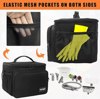 Carry Bag Compatible with Bissell SteamShot Hard Surface Steam Cleaner 39N7V/39N7A, Adjustable Compartments Steam Cleaner Storage Bag Fits for Phueut Pressurized Handheld Steam Cleaner