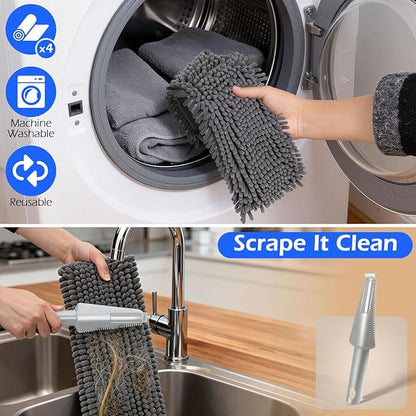 MASTERTOP Microfiber Dust Mop,Double-Sided Flat Mops for Hardwood Floors with 4 Reusable Mop Pads, Floor Mops with Stainless Steel Handle and Extension, Cleaner for Hardwood, Vinyl, Laminate, Tile