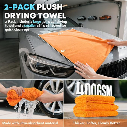 VCANENERGY Car Cleaning kit, Car Interior Detailing kit with 10000pa Car Vacuum Cleaner, Wheel Brush, Windshield Cleaner Tool, Microfiber Towel, Wash Mitt, Interior and Exterior Car Wash kit with Bag