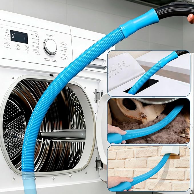 Dryer Vent Cleaner Kit with Flexible Vacuum Hose Attachment - Universal Dryer Lint Remover Vacuum Tool for Clothes Dryer Cleaning, Shop Vac Attachments, Lint Trap Cleaner & Home Cleaning Tools