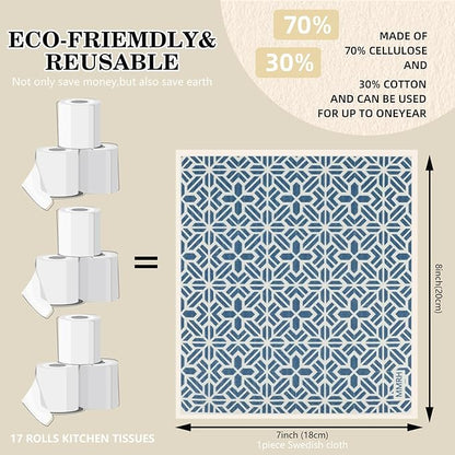 6 Pack Swedish Dishcloths for Kitchen |Watercolor Dish Towels | Reusable Paper Towels Washable | Non-Scratch Cellulose Sponge Cloths | No Odor, Biodegradable, Swedish Cloths, Ukiyo-e﻿