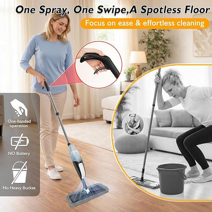 Spray Mop for Floor Cleaning: Microfiber Wet Dry Mop for Hardwood Laminate Tile Wood Vinyl, 360° Swivel Head Lightweight Flat Floor Mops with 3 Washable Reusable Pads & Refillable Bottle