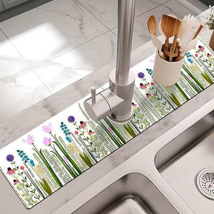 Kitchen Sink Splash Guard Faucet Mat -1 PC Super Absorbent Fast Drying Mat Sink Gadgets-Splash Guard Behind Faucet Drip Catcher for Kitchen, Bathroom,Sink Mat, Dish Drying Mat, Bathroom(23.5" X 5.5" )