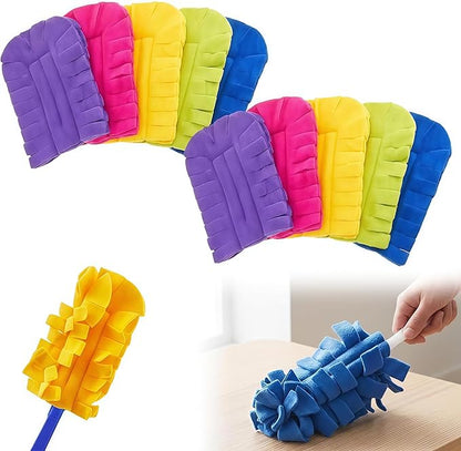 5 PCS Microfiber Duster Refill Reusable, Washable Cleaning Pads, 360 Cleaning Pads for Fan, Home，Window,Pet,Blinds,Furniture, Floor(Include 1 Handle)，Reusable dusters for Cleaning and Damp Duster