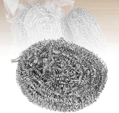 Scrubber Stainless Steel Pot Scrubber Silver Cleaning Balls Steel Wool Scrubber Dish Scrubber for Kitchen 3x1.6in