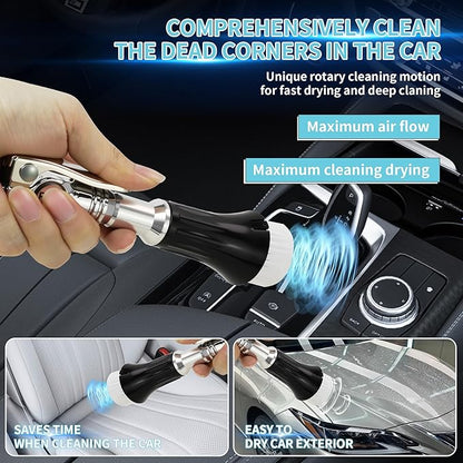 GOCCIDA Mini Tornado Air Gun with Detachable Brush,Vortex Cleaning Gun Trumpet Head High Pressure Dryer Blow Gun,Car Cleaning Air Gun Kit for Quickly Blasts Dirt