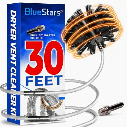 Upgraded 30 Feet Dryer Vent Cleaner Kit with Drill Attachment - Extendable Dryer Vent Cleaner Kit with Brush & 22 Detachable Rods - Compatible with Most Vacuum Cleaner
