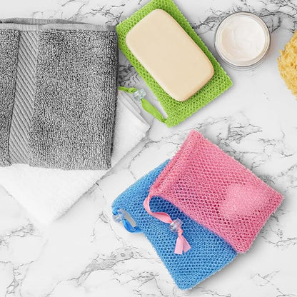 6 Pack Soap Bags, Colorful Soaps Saver Bag Mesh Soap Bags for Soaps Bars, Hangable Exfoliating Pouch with Drawstring for Shower Bath (Pink, Yellow, Orange, Blue, Green, Beige, 3.5''x5.5'')
