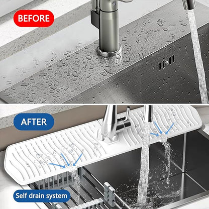 EBIGIC Kitchen Sink Splash Guard-24 x 5.8'' Ultrathin Silicone Sink Mat Splash Guard fit for Countertop, Bathroom,Farmhouse,RV (White)