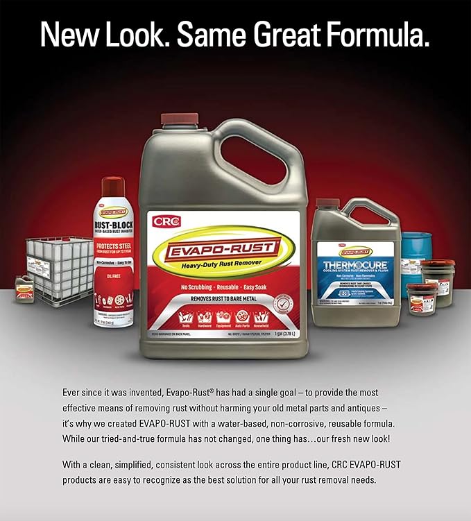 CRC Evapo-Rust Gel Rust Remover, 8 Fl Oz, Rust Remover for Vertical Surfaces, Eliminates Oxides from Aluminum, Cast Iron, and Steel