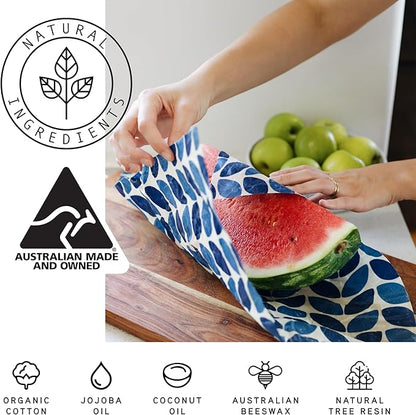 Bread Food Wrap, 21 x 18 Inches, GOTS-Certified 100% Organic Cotton with Beeswax, Reusable and Compostable
