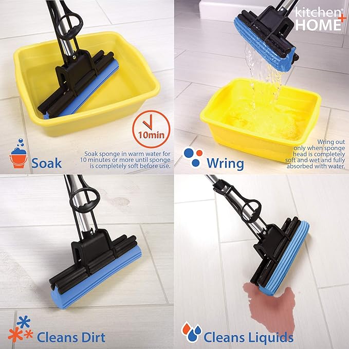 Kitchen + Home PVA Sponge Roller Mop Head Refills - 3 Pack