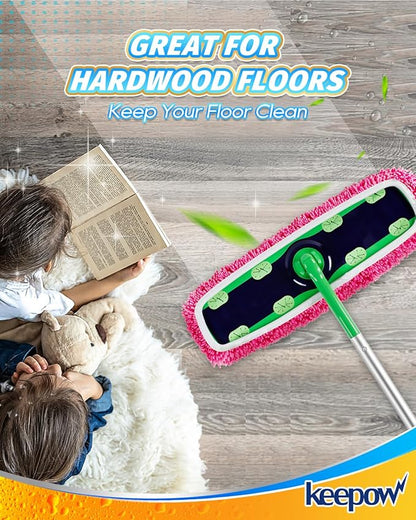 Reusable Microfiber Mop Pads for Swiffer - 2 Pack Pink XL Dry Sweeping Cloths & XL Wet Pads Refills - Heavy Duty Mopping Cloths for Floor Mopping and Sweeping