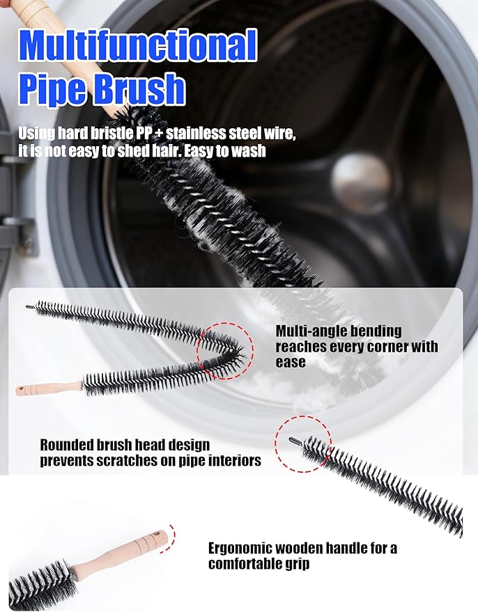 7 Pcs Dryer Vent Cleaner Kit for GE Washer Dryer Combo,Thickened WH01X35719 Lint Filter replacement with dryer vent brush, Dryer Vent Vacuum Hose Attachment,Models: PFQ97HSPVDS