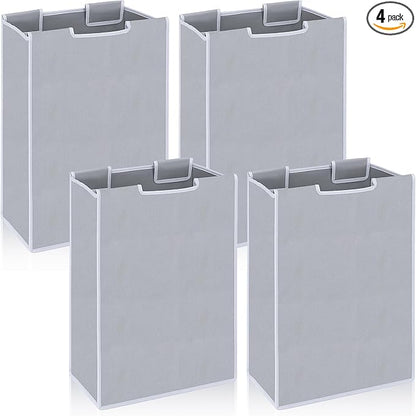 4 Pcs Laundry Sorter Replacement Bags, Removable Hamper Cart Storage Organizer, Gray Oxford Cloth, No Hooks, 22 x 15 x 9 Inches