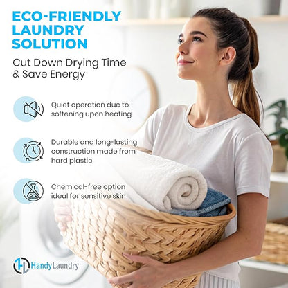 Handy Laundry Reusable Laundry Dryer Balls - A Natural Alternative to Fabric Softener, Reduce Drying Time and Save on Energy, Soft Fluffy Clothes, Fewer Wrinkles, Less Static Cling (Pack of 6)