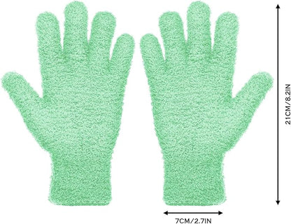 Patelai 2 Pairs Microfiber Gloves for plants Dusting Cleaning Glove Mittens House Cars Blinds Dusting(Blue, Grass Green,Large)