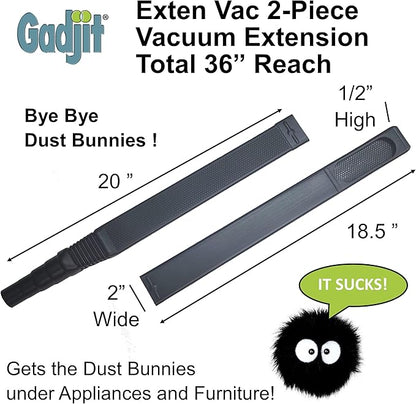 Gadjit Exten Vac Vacuum Extension Attachment, 36" reach, Black (Black)