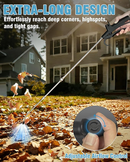 KEENTECH High-Volume Powerful Air Blow Gun, 22–46 Inch Extensible Air Nozzle Blow Gun, Extended Air Blower Gun for Dust Removal in Narrow Gap, Pneumatic Air Compressor Accessories Tool with 1/4" Plug