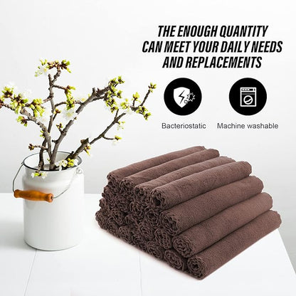 MOONQUEEN Ultra Soft Premium Washcloths Set - 12 x 12 inches - 24 Pack - Quick Drying - Highly Absorbent Coral Velvet Bathroom Wash Clothes - Use as Bath, Spa, Facial, Fingertip Towel (Wood Brown)