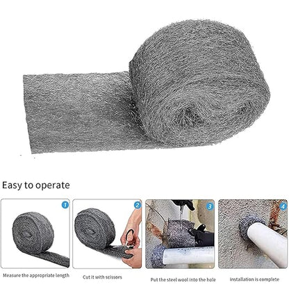 Steel Wool Mice Control Pads & Barrier Kit - Gap Blocker Fill Fabric for Holes & Vents - 4 Pack