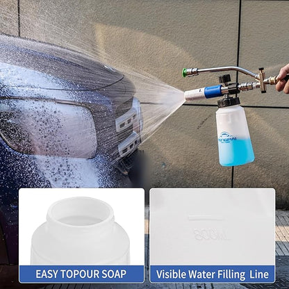 FENG PAI Foam Cannon for Pressure Washer with Dual Connector Accessory & 7 Sprayer Nozzles, Dual Lance Soap Cannon, Double Tip Soap Attachment for Foam Blaster, 1/4" Quick Connect, 3600 PSI (White)
