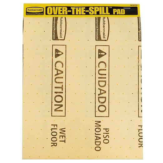 Rubbermaid Commercial Products, Over the Spill Pad, Absorbent Mat Pads for Residential/Commercial/Restaurant/Office/Facility Use, Fast at Absorbing Water/Oil/Beverages, Yellow