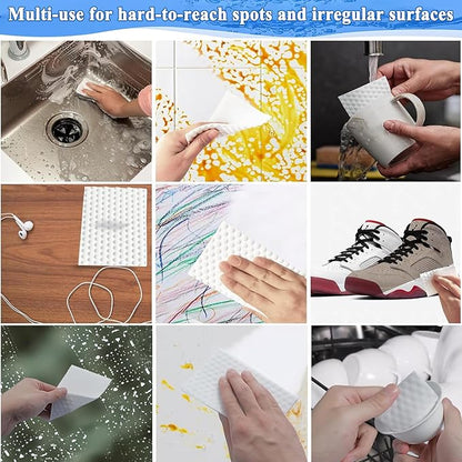 Magic Sponge Eraser Sheets, 96Pcs All-Purpose White Melamine Sponge Cleaner Convex Point Sheet, Thin Disposable Magic Cleaning Pads Wipes for Furniture Kitchenware, Hard-to-Reach Places, Shoe