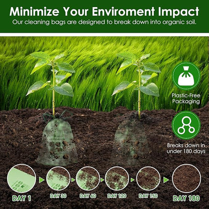 3 Gallon Compostable Trash Bags with Drawstring, Heavy Duty Extra Thick 1 Mil, 11.36 Liter, 50 Bags, Small Kitchen Food Scrap Waste Bag, US BPI and OK Compost Home Certified(3 Gallon 50 Count)