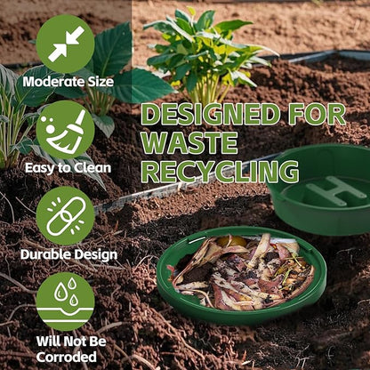 Inground Worm Composter, 2-Pack 8L (2.11Gal) Warm Farm, Outdoor Worm Compost Bin for Garden Beds & Home Use, Vermicomposting Bin for Beginners (9.5x9.5x10.8Inch), Green