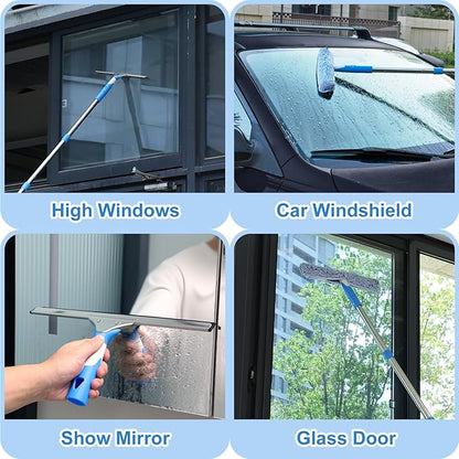 Mitclear 77'' Professional Squeegee Window Cleaner Tool with Extension Pole, Car Windshield Cleaning Kit with Long Handle, Window Washing Equipment for Indoor Outdoor Windows & Car Glass