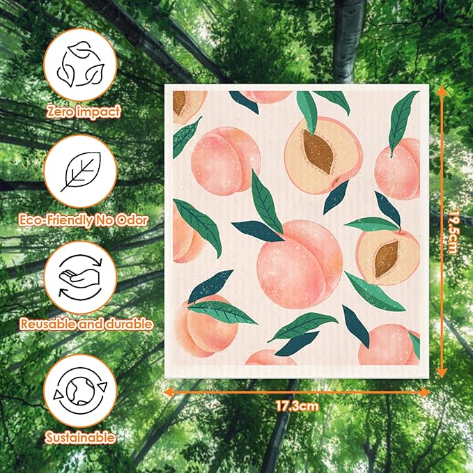Mixed Fruit Swedish Kitchen Dishcloths Reusable Dish Towels Absorbent and Fast Dry Cleaning Cloths for Kitchen Cleaning Wipes 6 Pieces