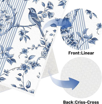 Blue Floral Swedish Dishcloths for Kitchen, 6 Pack Reusable Dish Paper Hand Towels Housewarming Gifts, Absorbent Dish Rags for Home Cooking Cleaning
