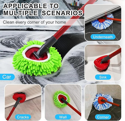 Mop Head Replacement for O Cedar, Spin Mop Replacement Head for Ocedar Easywring 2 Tank System, Mop Heads Includeds 4 Mop Replacement Heads , 1 Spin Scrub Brush & 1 Base