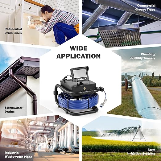 ZELCAN Sewer Camera, Drain Camera 66FT with 4.3 in. LCD Screen, Waterproof IP68 Borescope Plumbing with 12 LED Lights with 5300mAh Battery DVR Recorder, Included 32GB Card