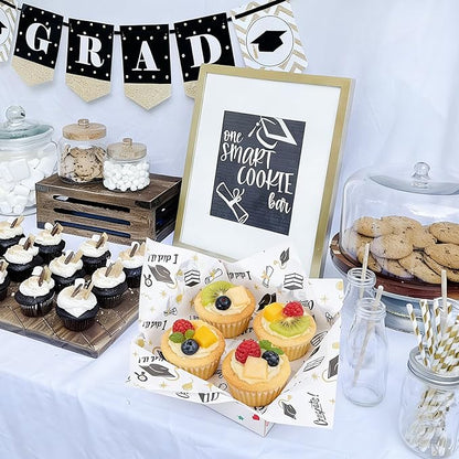 FOIMAS 150pcs Graduation Wax Paper,9.8 x 9.8 Inch Congrats Grad Food Deli Paper Grad Cap Sandwich Basket Liner for 2026 Graduation Party Kitchen Supply