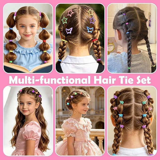 auroray Hair Accessories for Girls, 1700 Pcs Colorful Hair Rubber Bands Elastic Hair Ties Hair Clips Hair Wax Stick Spray Bottle Hair Styling Tools with Organizer Box